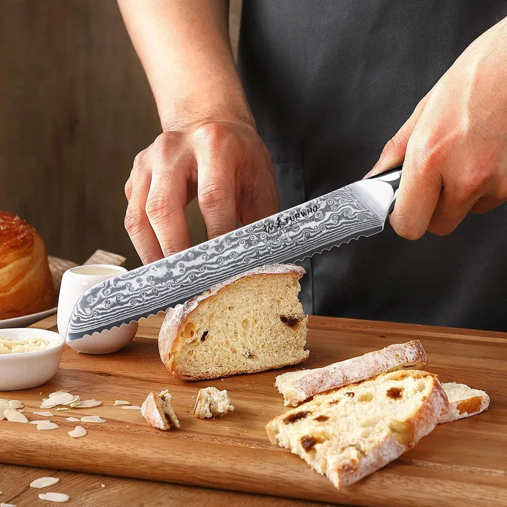 VG10 Damascus Serrated Bread Knife