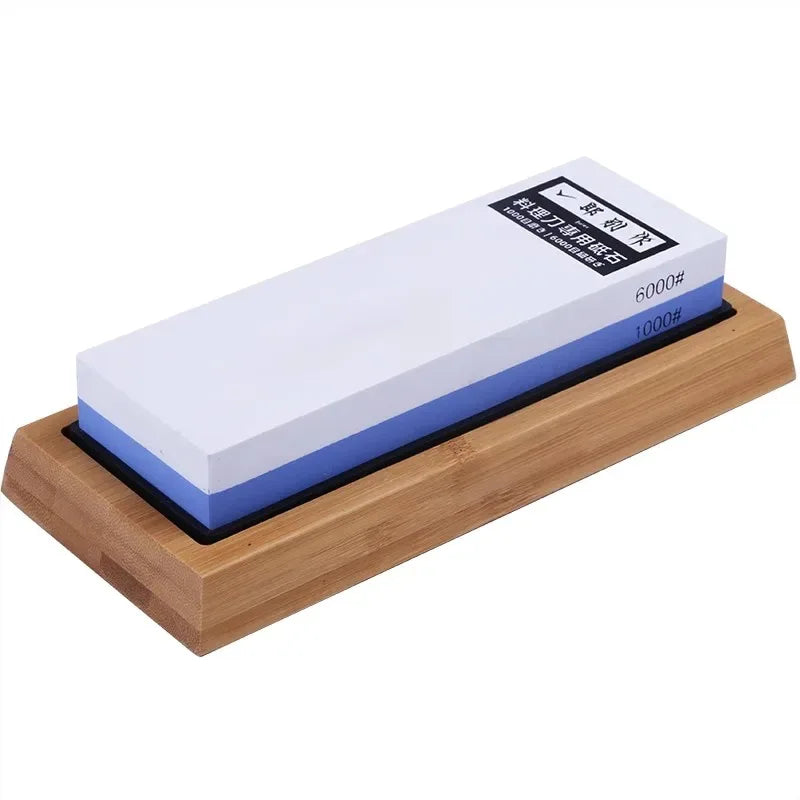 Dual-Grit Japanese Sharpening Stone With Wooden Base
