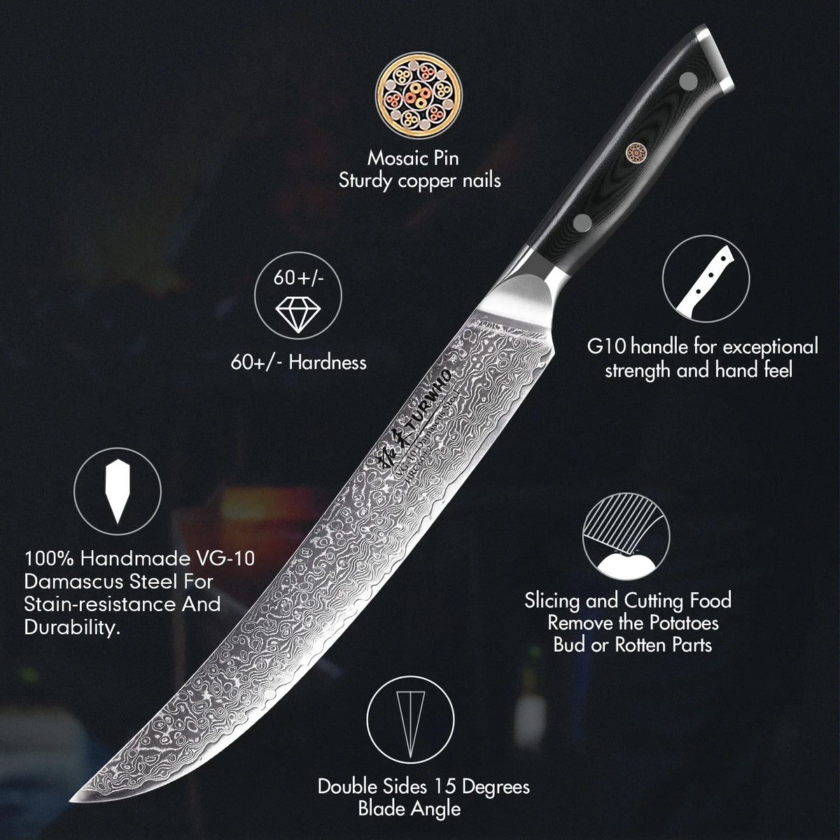 67-Layer Damascus Steel Slicing Knife