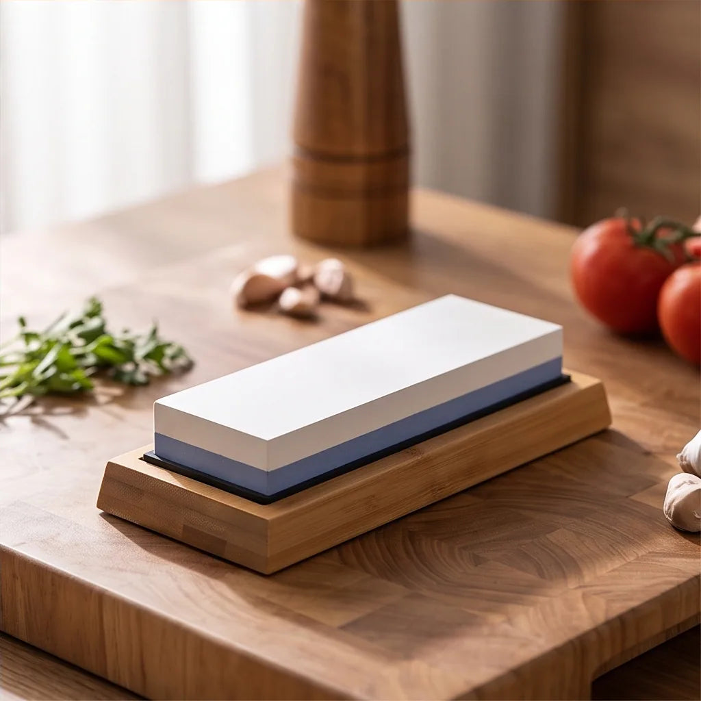 Dual-Grit Japanese Sharpening Stone With Wooden Base