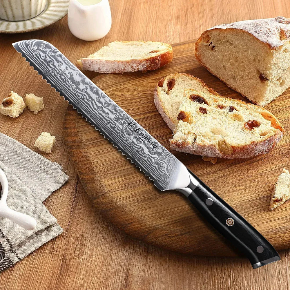 VG10 Damascus Serrated Bread Knife