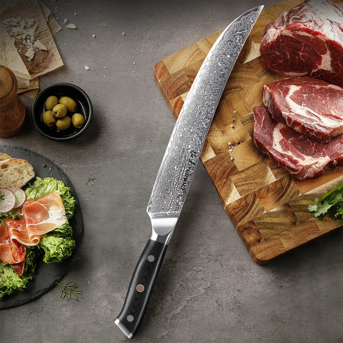 67-Layer Damascus Steel Slicing Knife